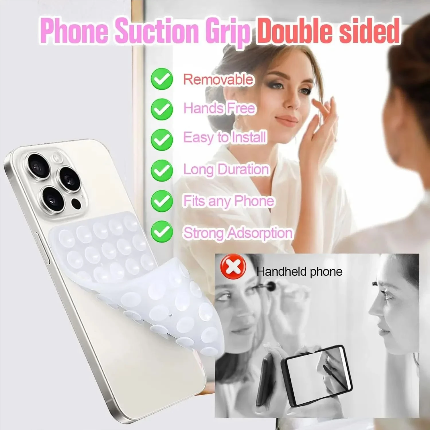 3/1Pcs Double Side Silicone Suction Pad for Mobile Phone Fixture Suction Cup for Samsung iPhone Rubber Sucker Pads for Mirror