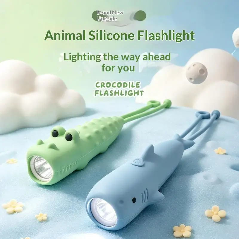 Multi-function USB Rechargeable LED Flashlight Cute Animal Night Light Portable Bedside Lamp for Camping Nursery Room