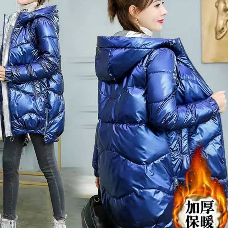 2024 neue Winter jacke Parkas Frauen Mantel Pelz kragen Kapuzen mantel weibliche Jacke Parka dicke warme Baumwolle gepolsterte Outwear p997