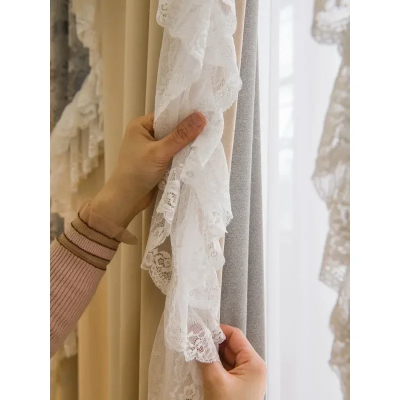 

Custom Size Fashion French Luxury Curtains for Living Room Bedroomlace Blackout Princess Girl Retro Country Villa Pastoral