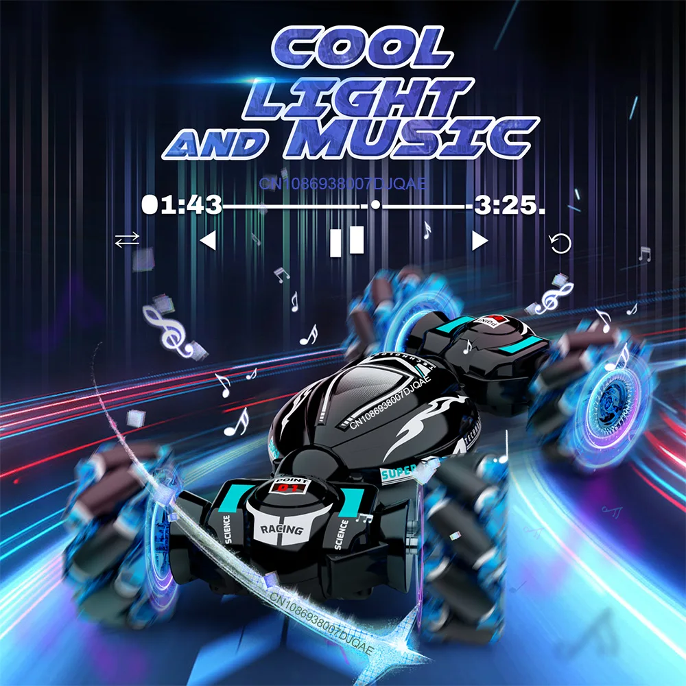 4WD RC Drift Car Off Road 2.4G Radio Remote Control Light Stunt Car 360° ° Obrotowy samochód wspinaczkowy Zabawka na świąteczny prezent dla dzieci