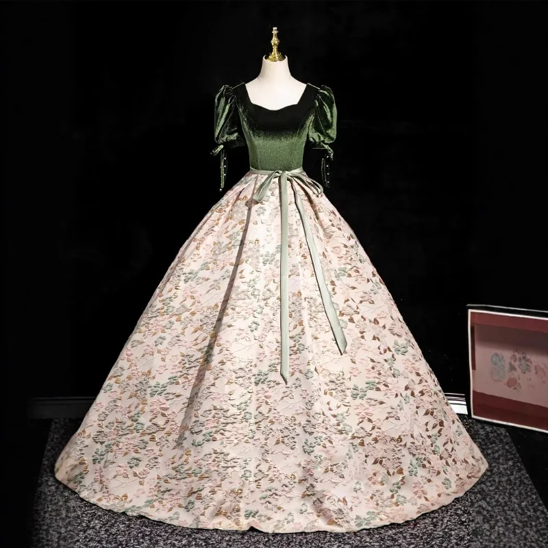 

2025 New Women's Summer Round Neck Embroidered Vocal Evening Dress Fashionable Slimming Graduation Annual Meeting Host Dress