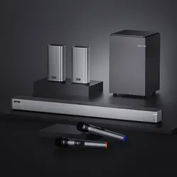 BINNIFA Simulate 5.1 Wireless Audio 3D Surround Cinema Home Theater Play 8D KTV Wireless Microphone DSP Subwoofer Speaker Bass