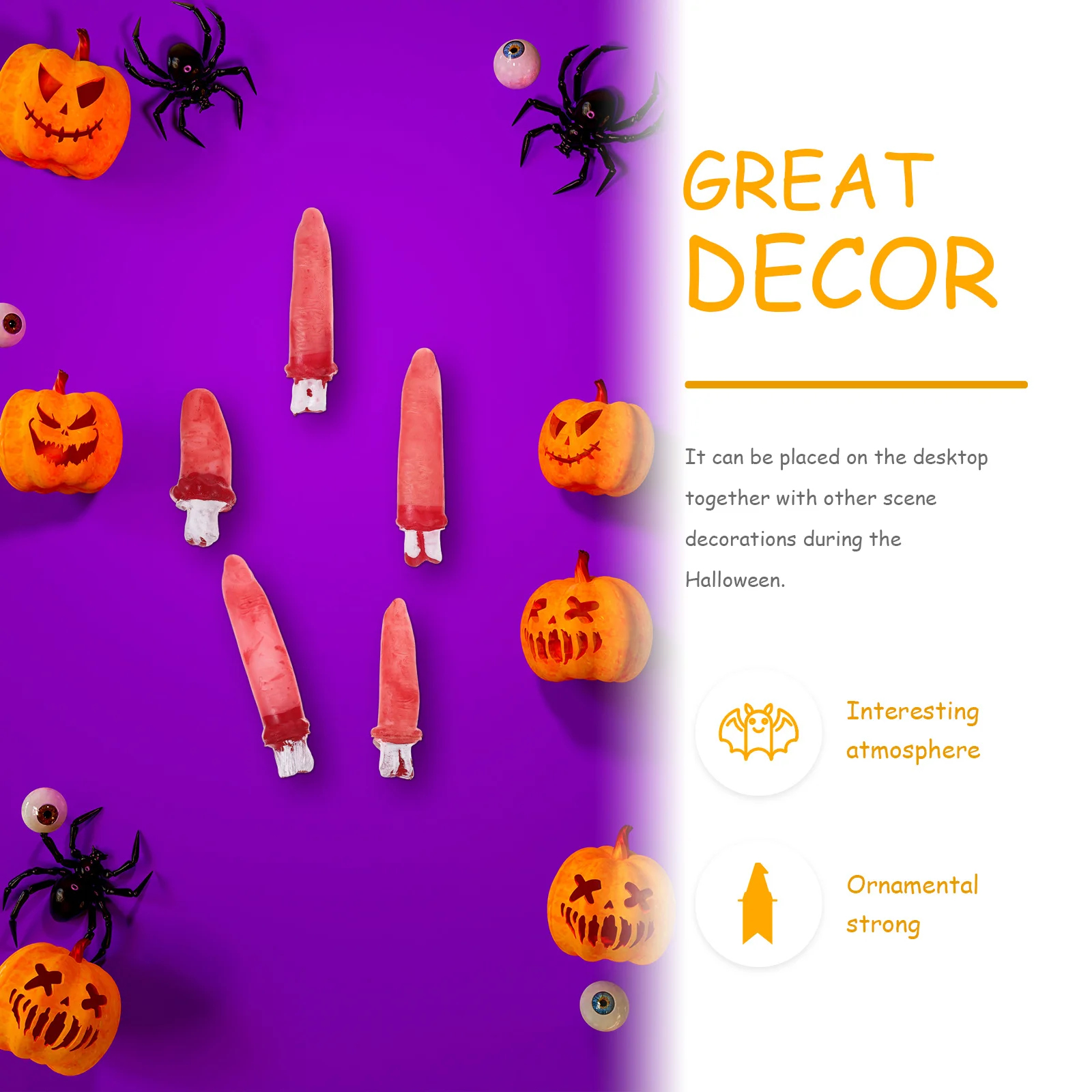 

10Pcs Halloween Broken Finger Props Realistic Bloody Severed Fingers Scary Party Prank Haunted House Decoration Cosplay Supplies