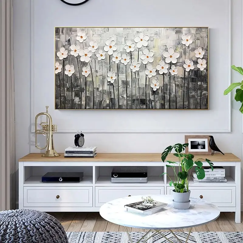 GATYZTORY 60x120cm Coloring By Number White Flowers Large Size Art Painting By Number For Adults Kits Drawing On Canvas