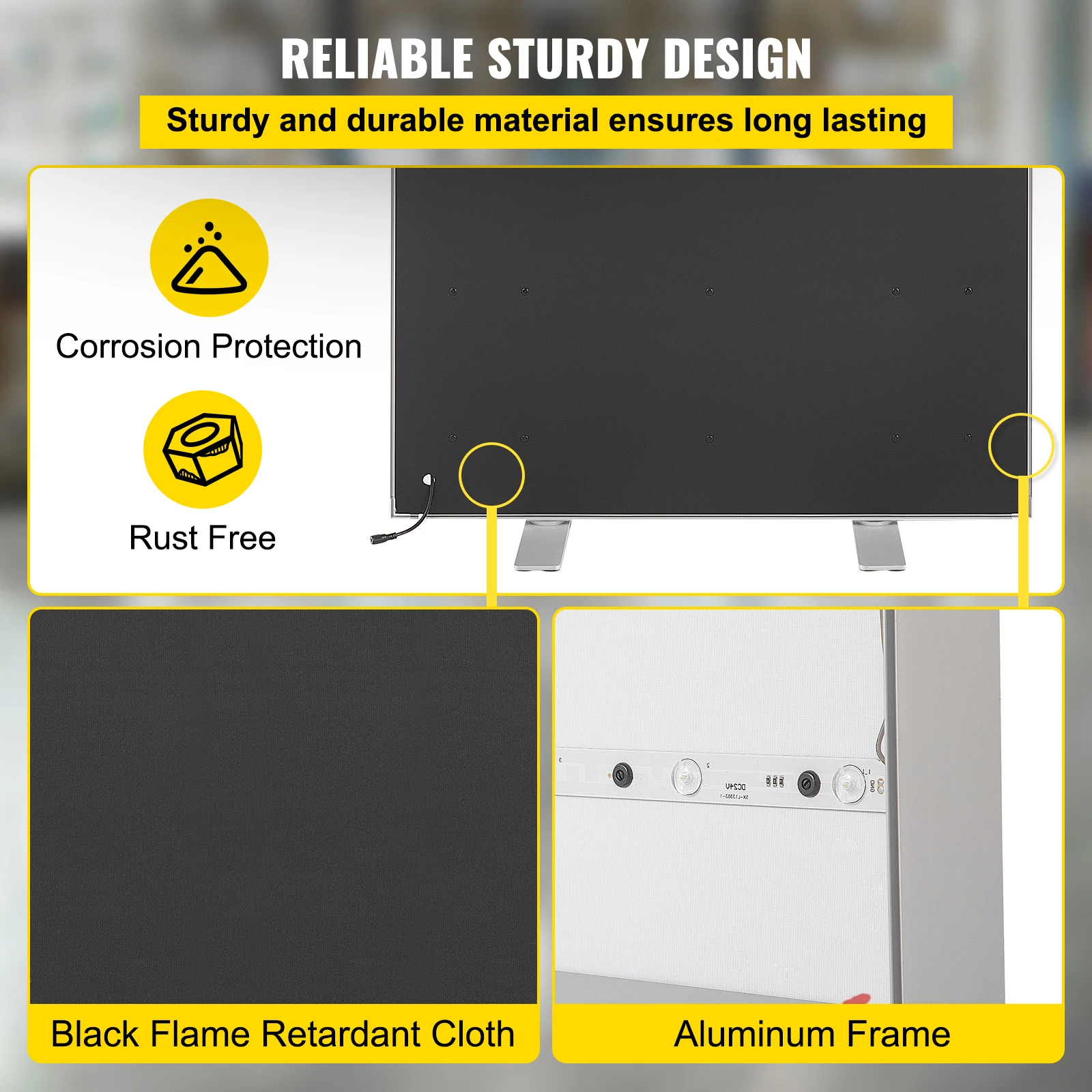 VEVOR بوستر ضوئي ليد إطار 34 "x 80" كبير الرصيف تسجيل الخلفية صندوق إضاءة مع إطار من الألومنيوم ومستقر قاعدة ملصق الإعلان
