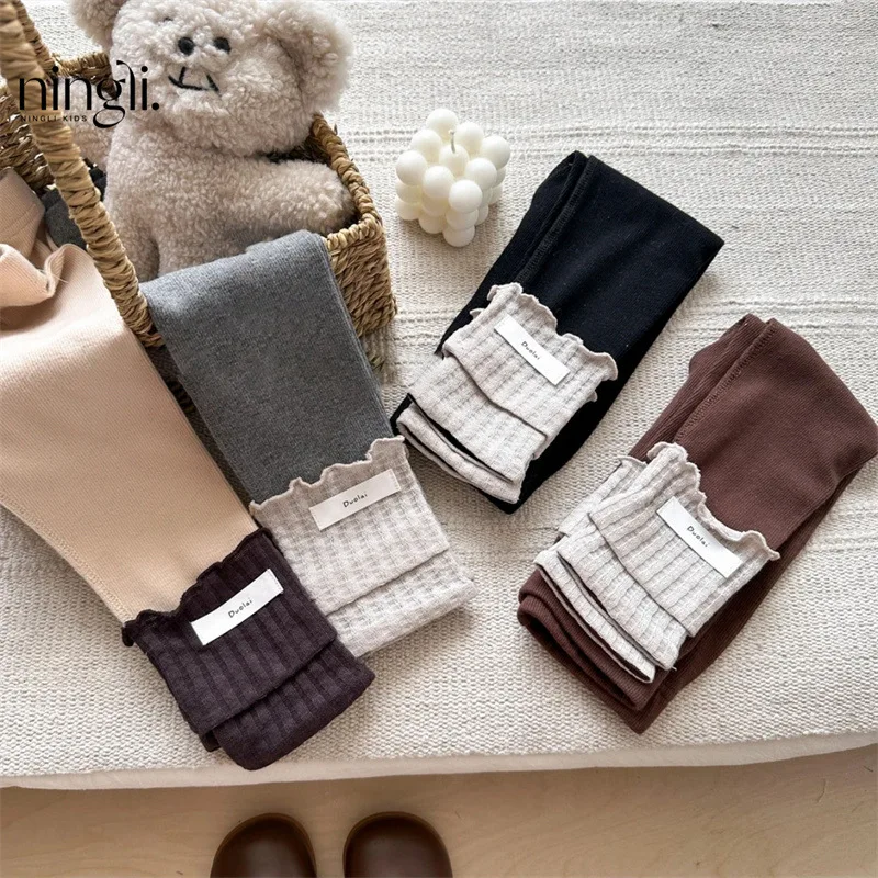 

NL-Girl's Sweet Autumn New Children's Korean Style All-Matching Western Style Splicing Bottoming Casual Pants Spring and Autumn