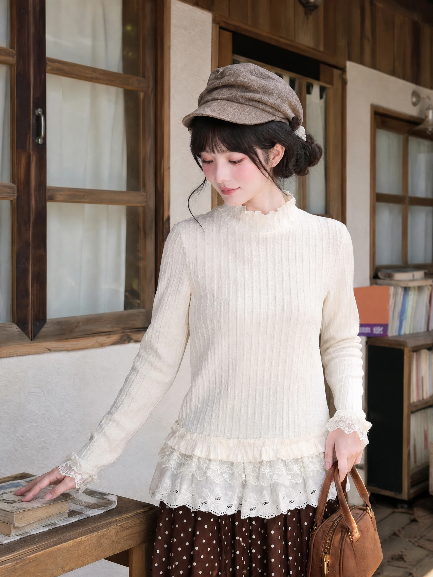 Sweet Style Long Sleeve Half High Neck Thermal Shirt Women's Pure Color Warm Inner Wear Base Layer Top for Autumn Season
