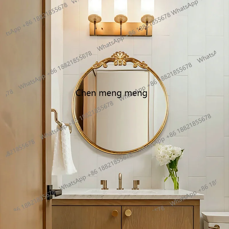 

Французское ретро круглое зеркало для ванной комнаты в европейском стиле, декор для спальни, настенное зеркало для туалетного столика