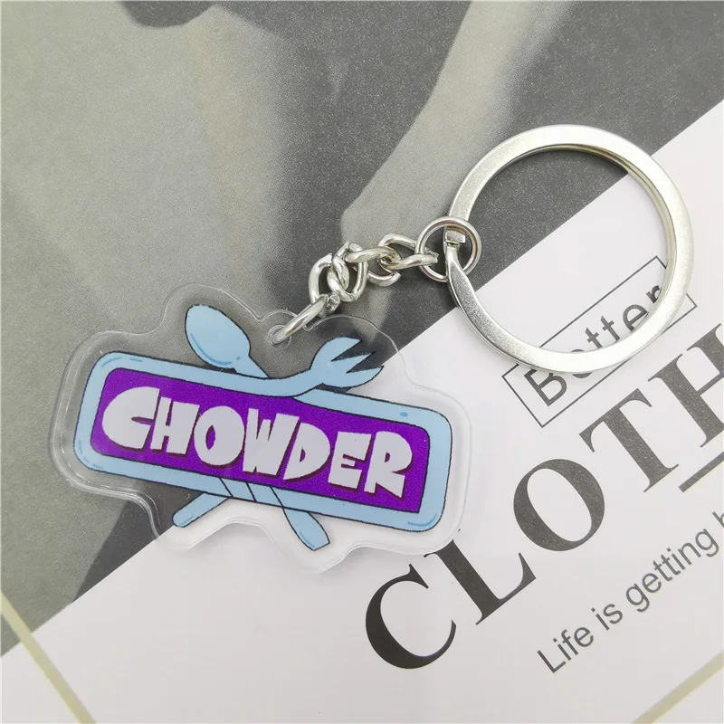Chowder Cute Acrylic Keychain Cartoon Key Ring for Women's Backpacks Bags Car Jewelry Best Gift Id Badge Holder Gifts image 2