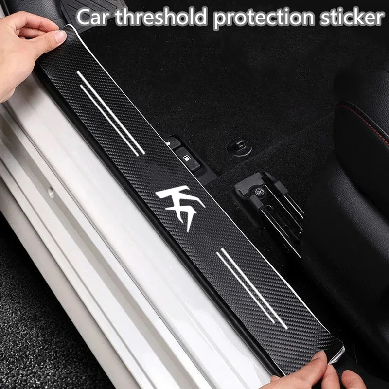 

60X7CM Carbon Fiber Car Door Threshold Protective Sticker For Ford Ka 2022 2021 2020 2019 2018 2017 2016 2015 2014