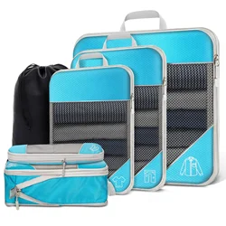 5-6PCS Compressed Packing Cubes Travel Storage Set With Shoe Bag Mesh Visual Luggage Organizer Portable Lightweight Suitcase Bag