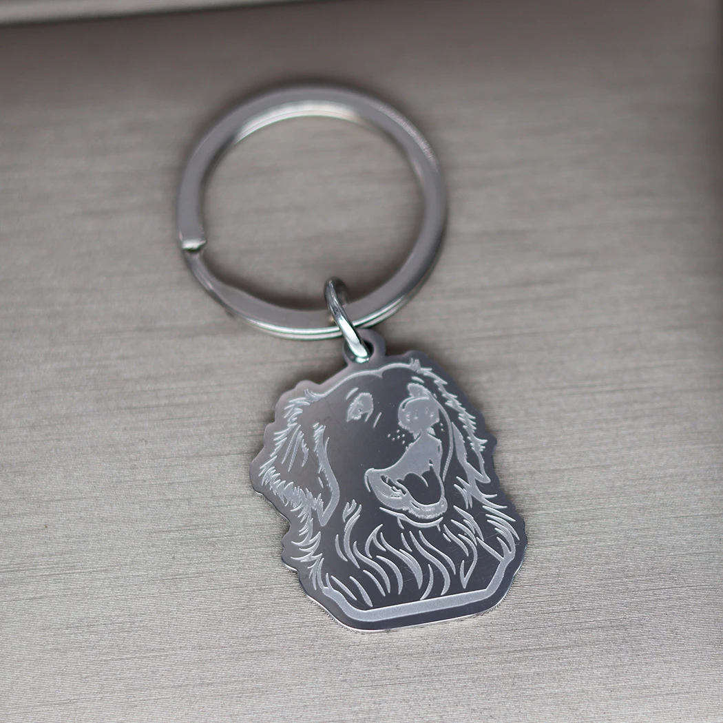 Pet Charms Pyrenean Mauntain Dog Keychain for Kids Gifts Stainless Steel Pendant Jewelry Lucky Car Key Rings Deco Accessories