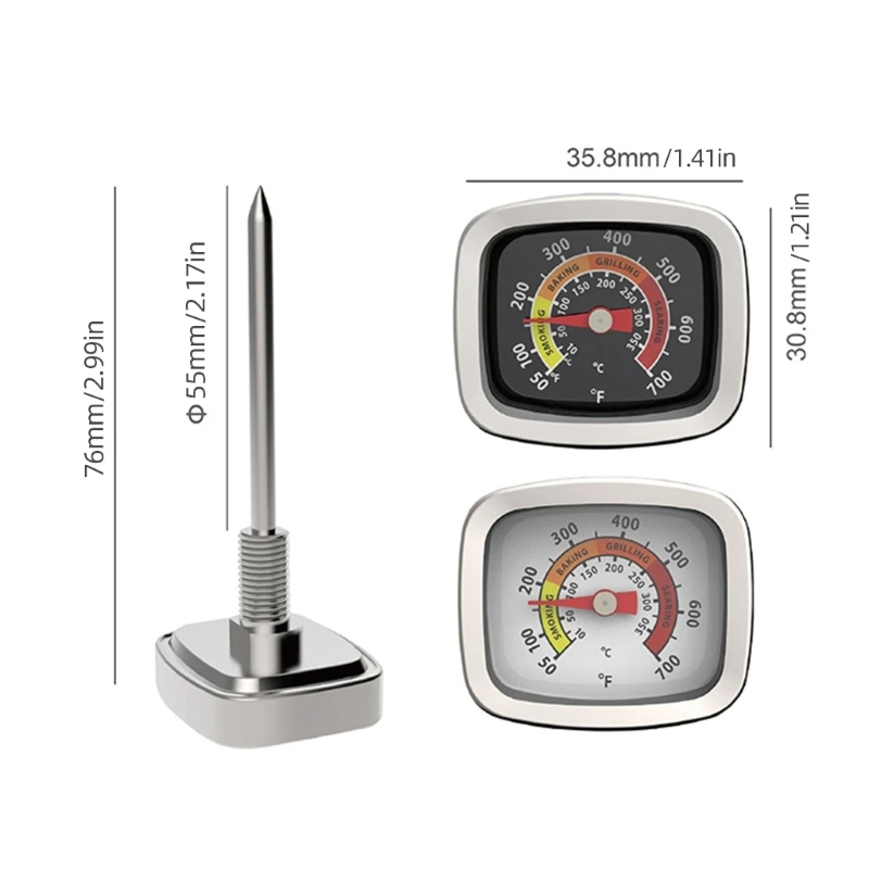 Profesjonalny termometr do grillowania na zewnątrz ze stali nierdzewnej czytelnymi wskaźnikami temperatury Termostat do