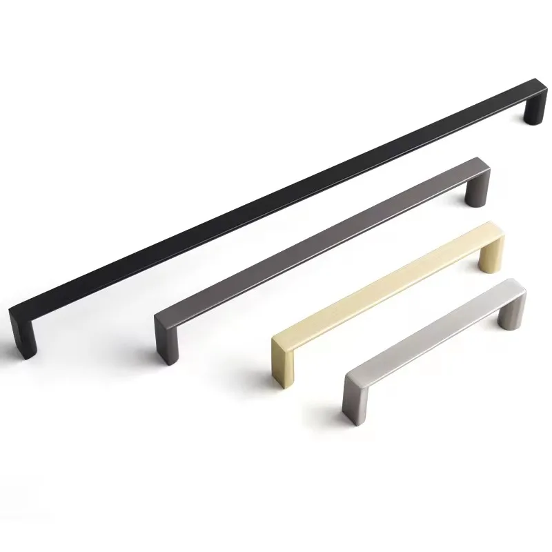 Gold Furniture Handle Modern Zinc Alloy Door Drawer Handle Square Minimalism Bathroom Door Wardrobe Pull Kitchen Cabinet Handles