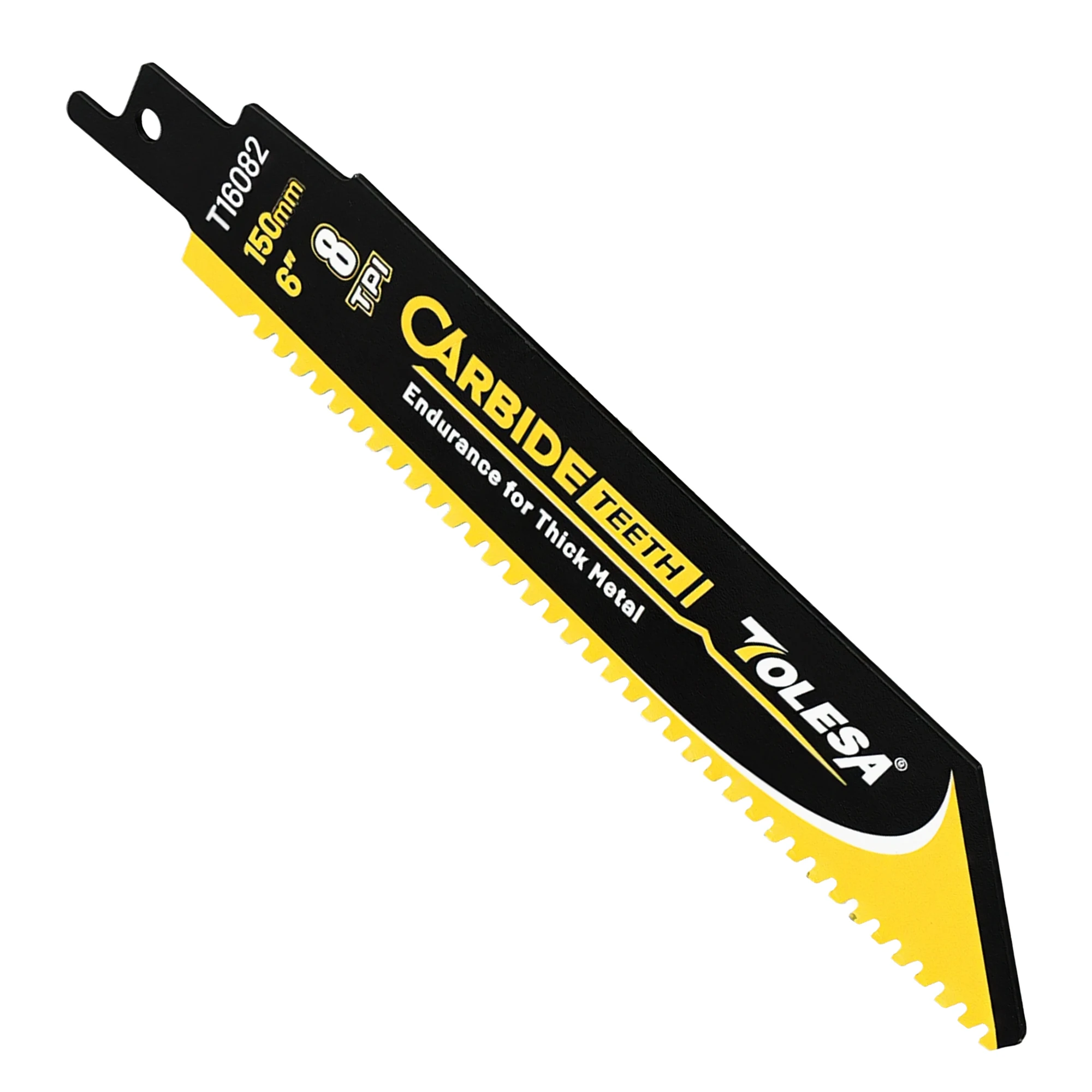 

TOLESA 1PC Carbide Reciprocating Saw Blade Endurance for Thick Metal, Cast Iron 6-Inch 8TPI Saw Blades for Metal Fine Cutting