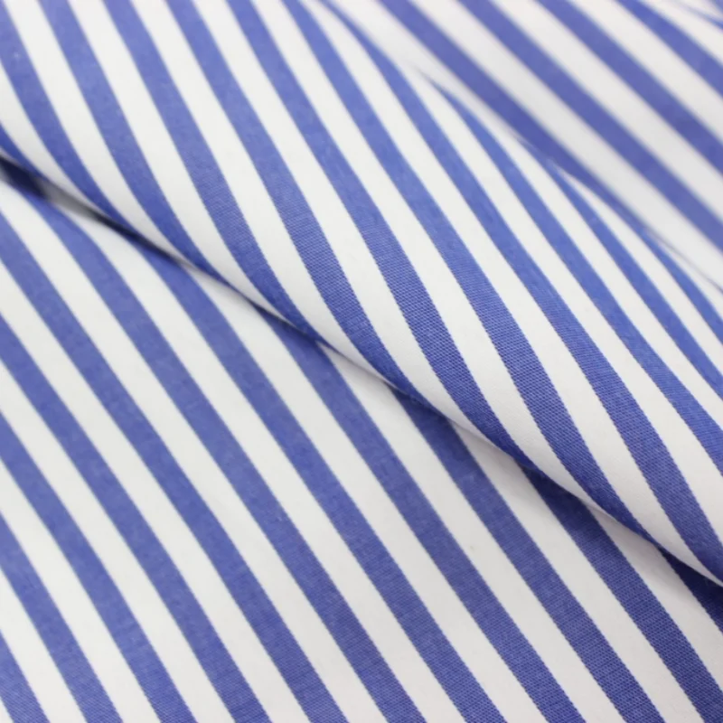 

Blue striped polyester-cotton fabric for shirt dress clothing fabric handicrafts diy cloth