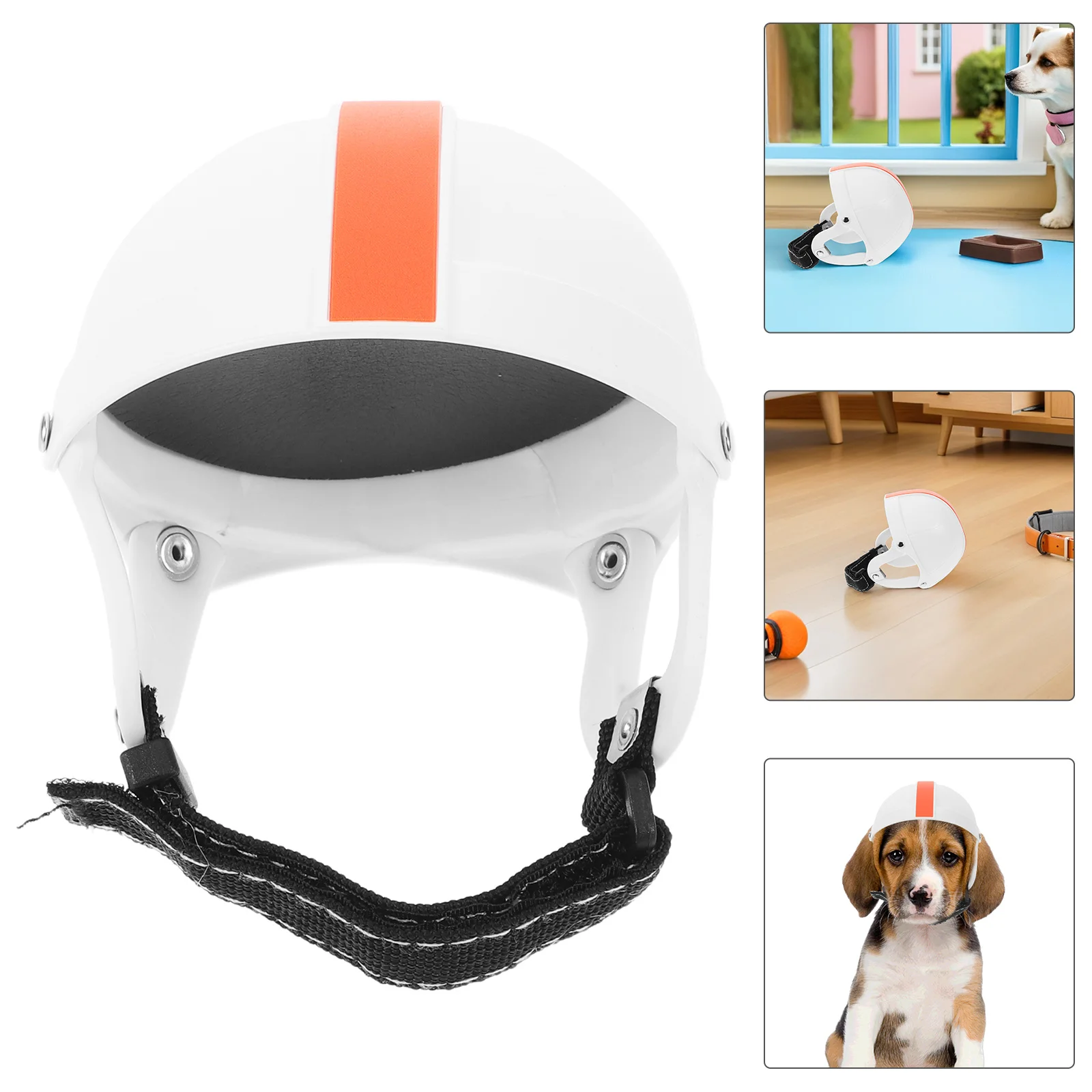 

Small Medium Dog Cat Motorcycle Adjustable Strap Hard Safety Hat Ear Holes Pet Head Protection for Riding