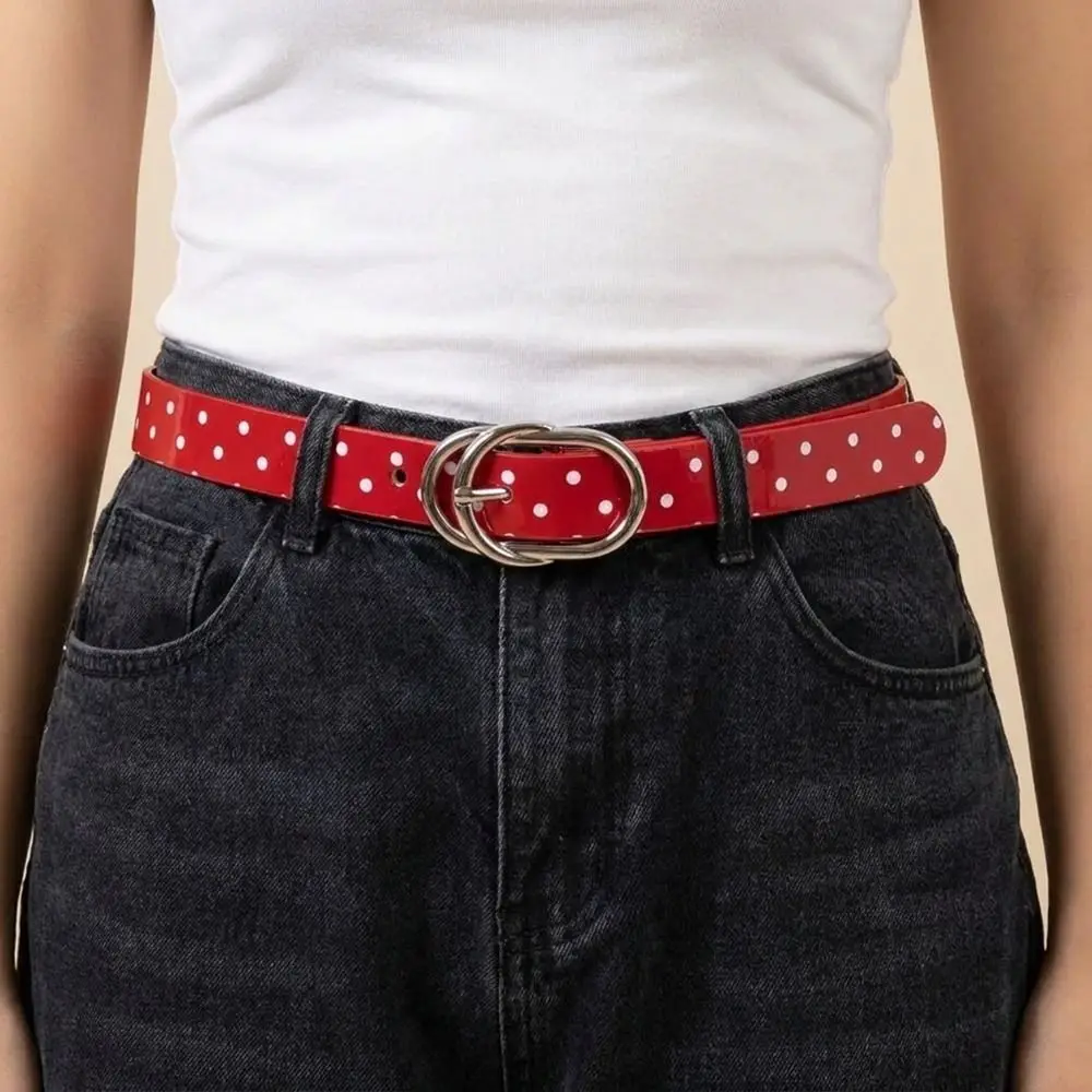 Trend PU Leather Polka Dot Belt Dopamine Spicy Girl Y2K Belt Personalized Millennial-Style Skirts Waistband Women