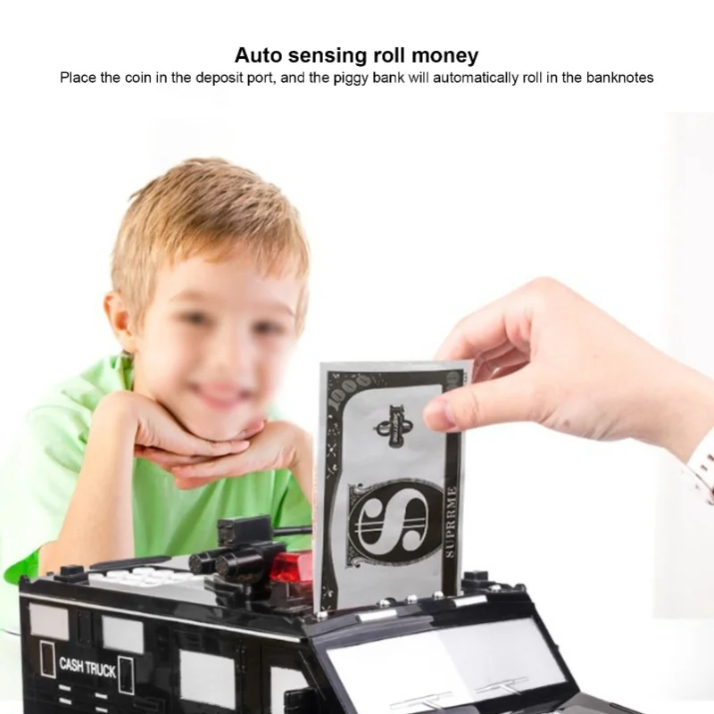 Carro blindado dinheiro cofrinho eletrônico educacional senha automática banco de dinheiro carro de brinquedo para crianças
