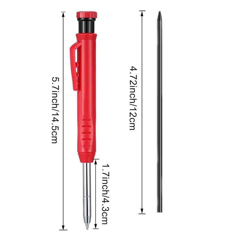 Holzbearbeitungs-Markierstift mit integriertem Anspitzer und Nachfüllminen, professionelles Werkzeug zum Markieren tiefer Löcher, verstellbarer Bleistift – Detail 9