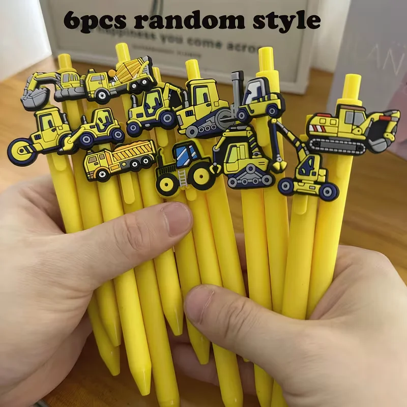 6 Fun excavator Ballpoint pens (random patterns), novel pens, theme stationery, excavation engineering ballpoint pens