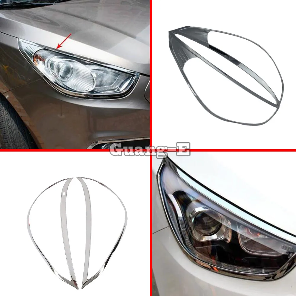 

Front Head Light Lamp Hood Eyebrow Frame Stick ABS Chrome Cover Trim For Hyundai IX35 2010 2011 2012 2013 2014 2015 2016 2017