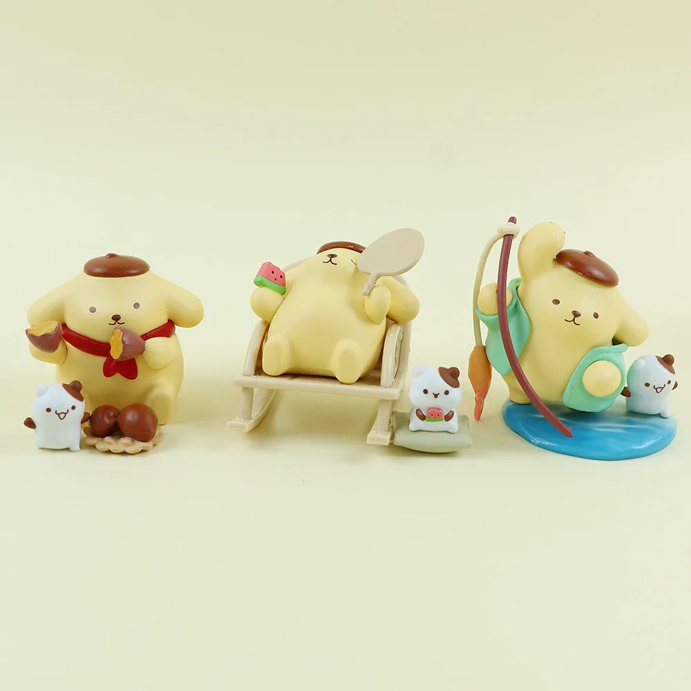 Stocked Miniso Kawaii Sanrio Pompompurin childhood Four Seasons Table Decoration Cute Girls Students Gifts Figures Model Toys