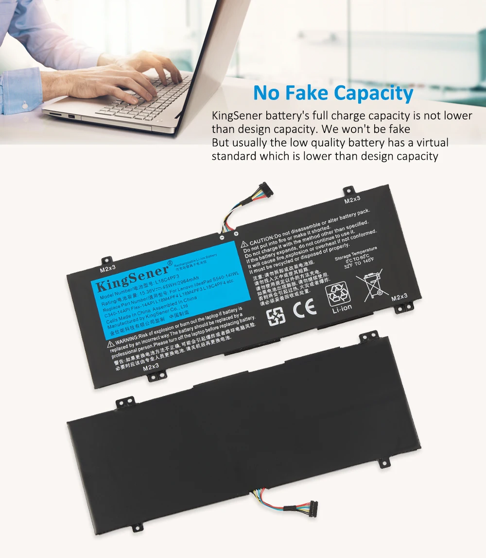 KingSener L18M4PF4 L18M4PF3 L18C4PF3 L18C4PF4 Battery For Lenovo IdeaPad C340-14API 14IWL S540-14API IML Flex-14API 11.36V 45WH