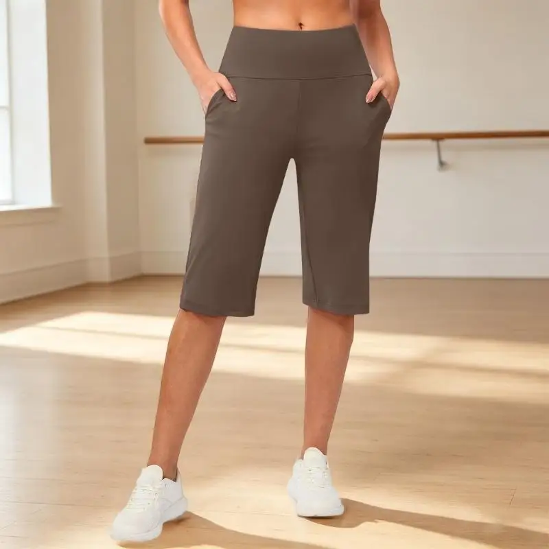 Women's Yoga Capris Pants High Waist Leggings Crop Straight Leg Athletic Exercise Workout Capris 69HD