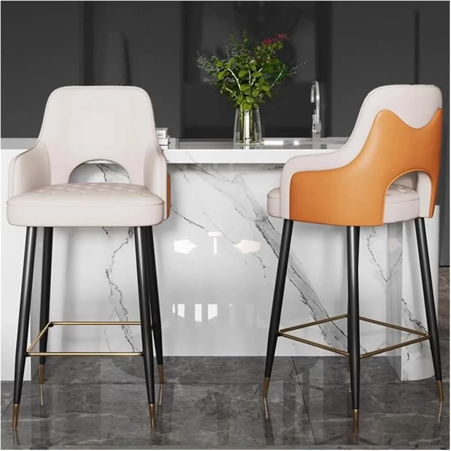 

Modern Luxury Bar Chair Restaurants Counter Stainless Steel Legs Height Bar Chair Bar Stools For Dining Room