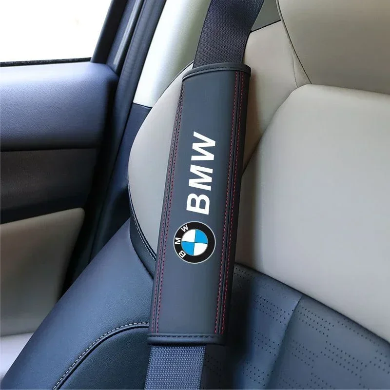 2PCS Printed Logo Car Safety Belt Protector Shoulder Cover Emblem for BMW E46 E90 E87 F10 F20 F22 F30 G20 G30 G21 X5 X3 X7 X6