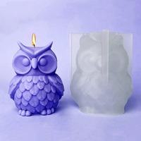 Cute Owl Silicone Candle Molds 3D Owl Soap Plaster Resin Crafts Casting Mold DIY Handmade Animal Chocolate Ice Cake Baking Tool