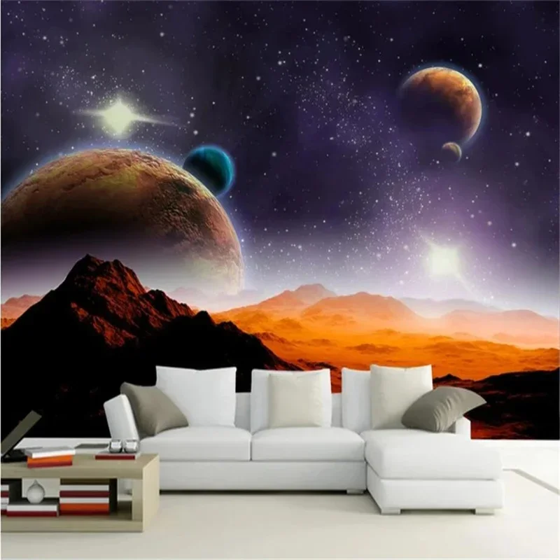 Papel tapiz personalizado para habitación de niños, murales de fotos 3d, astronauta espacial, Fondo de pared, tierra, Planeta, Sistema Solar, papel