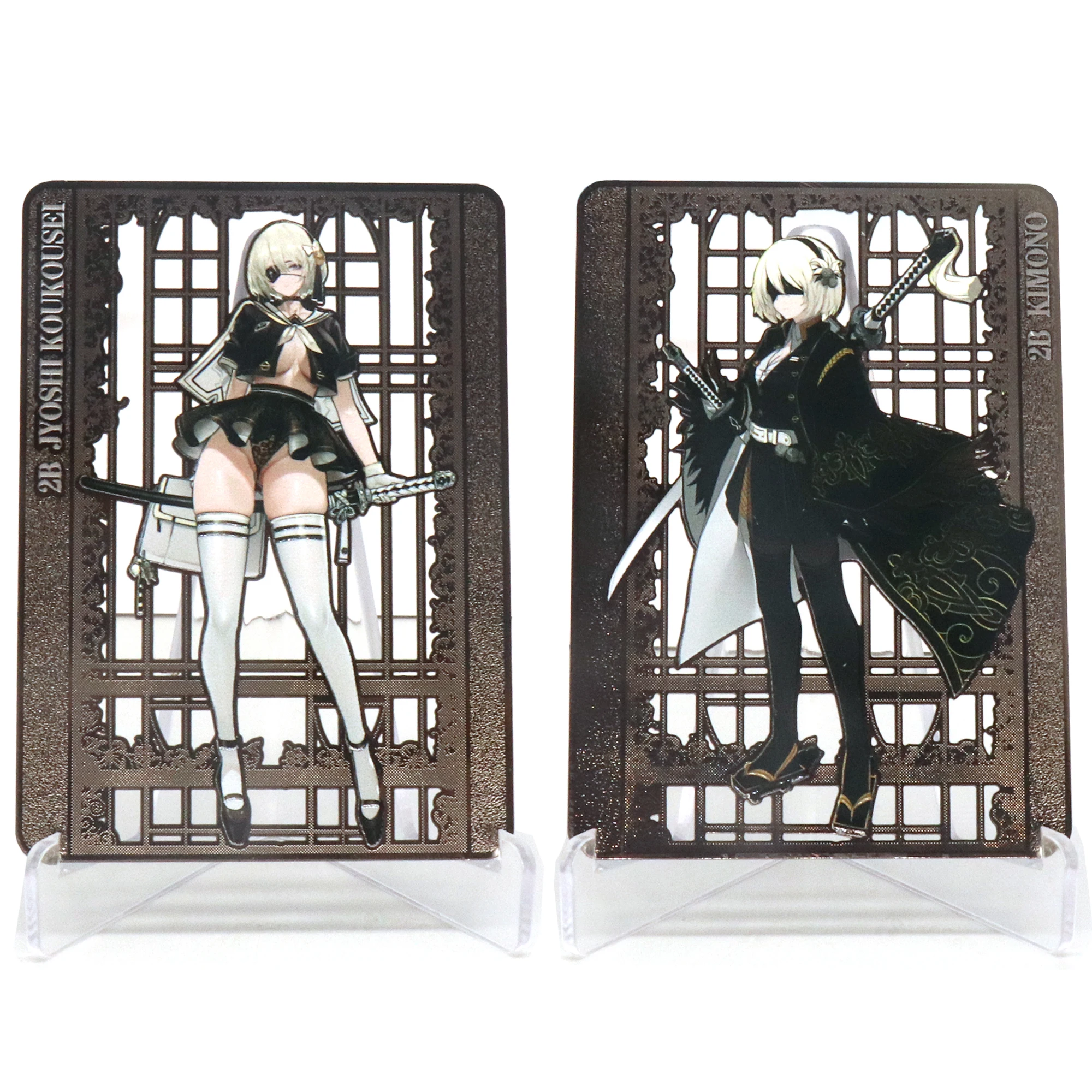 

2pcs/set NieR 2B Metal Cards ACG YoRHa No. 2 Type B Classic Game Anime Collection Card Kawaii Gifts Toys