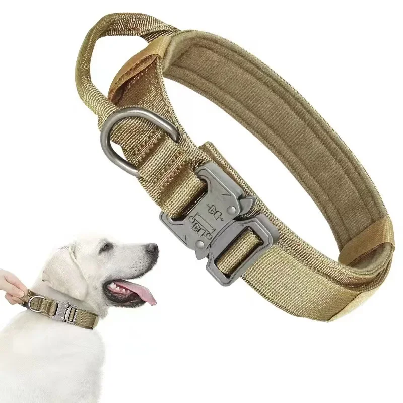 Tactical Dog collar, Reflective Adjustable nylon dog collar with Control Handle, Waterproof, suitable for medium and large dogs