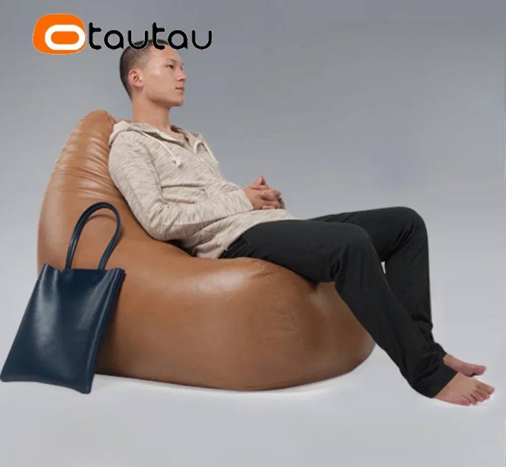 OTAUTAU Faux Leather Bean Bag Cover SF308 【No Filler Inside! You Need To Buy Filler By Yourself ! 】Corner Pouf Lounge Game Chair