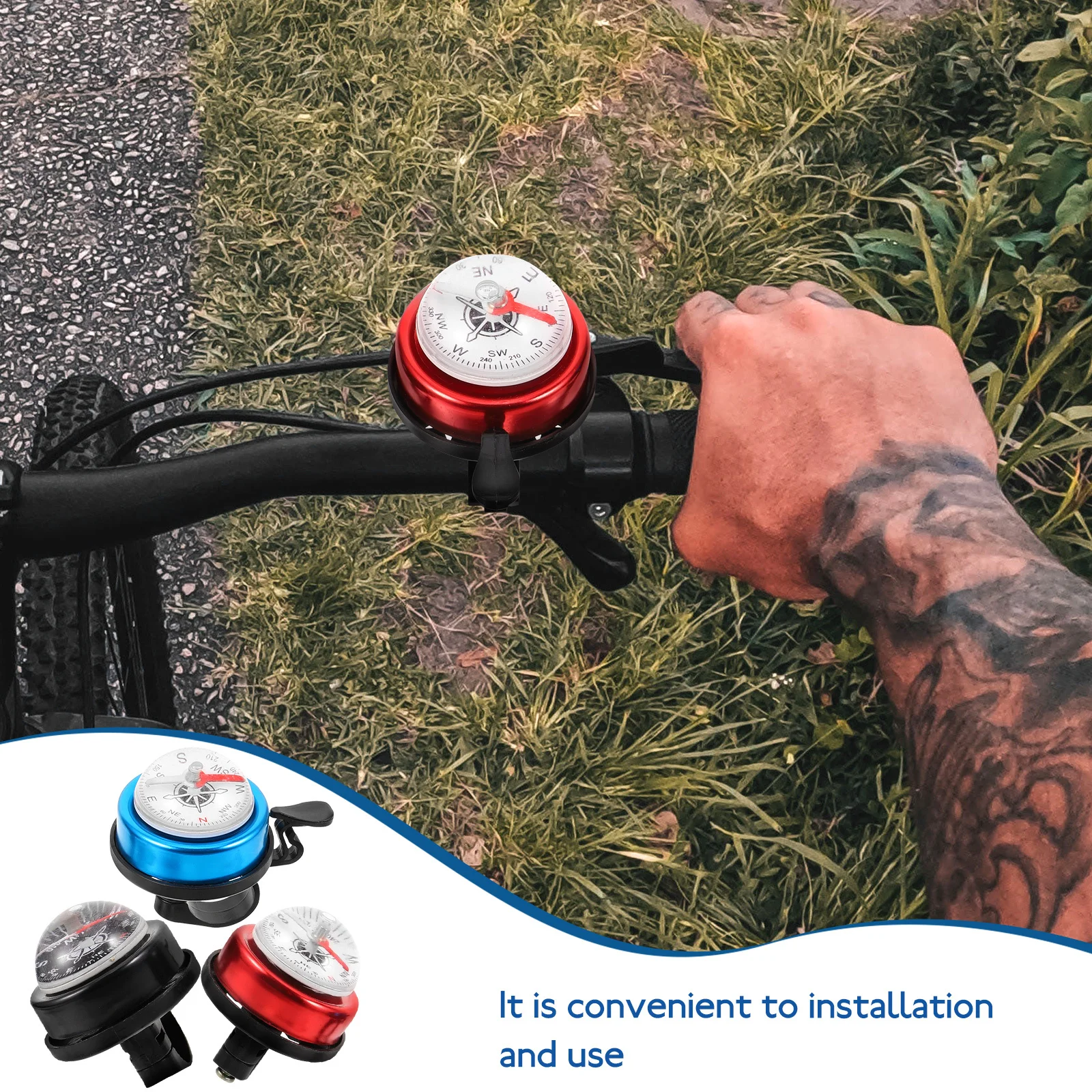 

3Pcs Bike Bell Accessories Aluminum Alloy Mountain Bike Compass Warning Bells Rainproof Durable Outdoor Riding Navigation