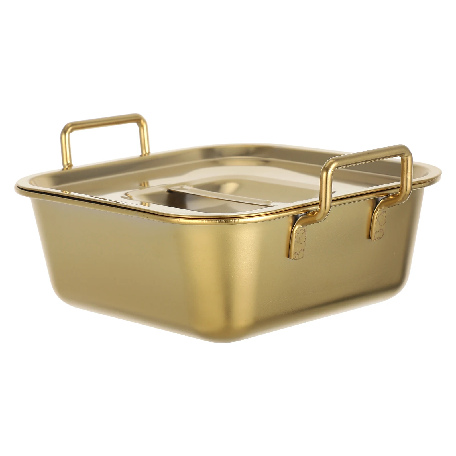 

Stainless Steel Square Tray Dual Handle Flat Bottom Serving Fried Chicken French Fries Snack Party Food Small Serving Tray