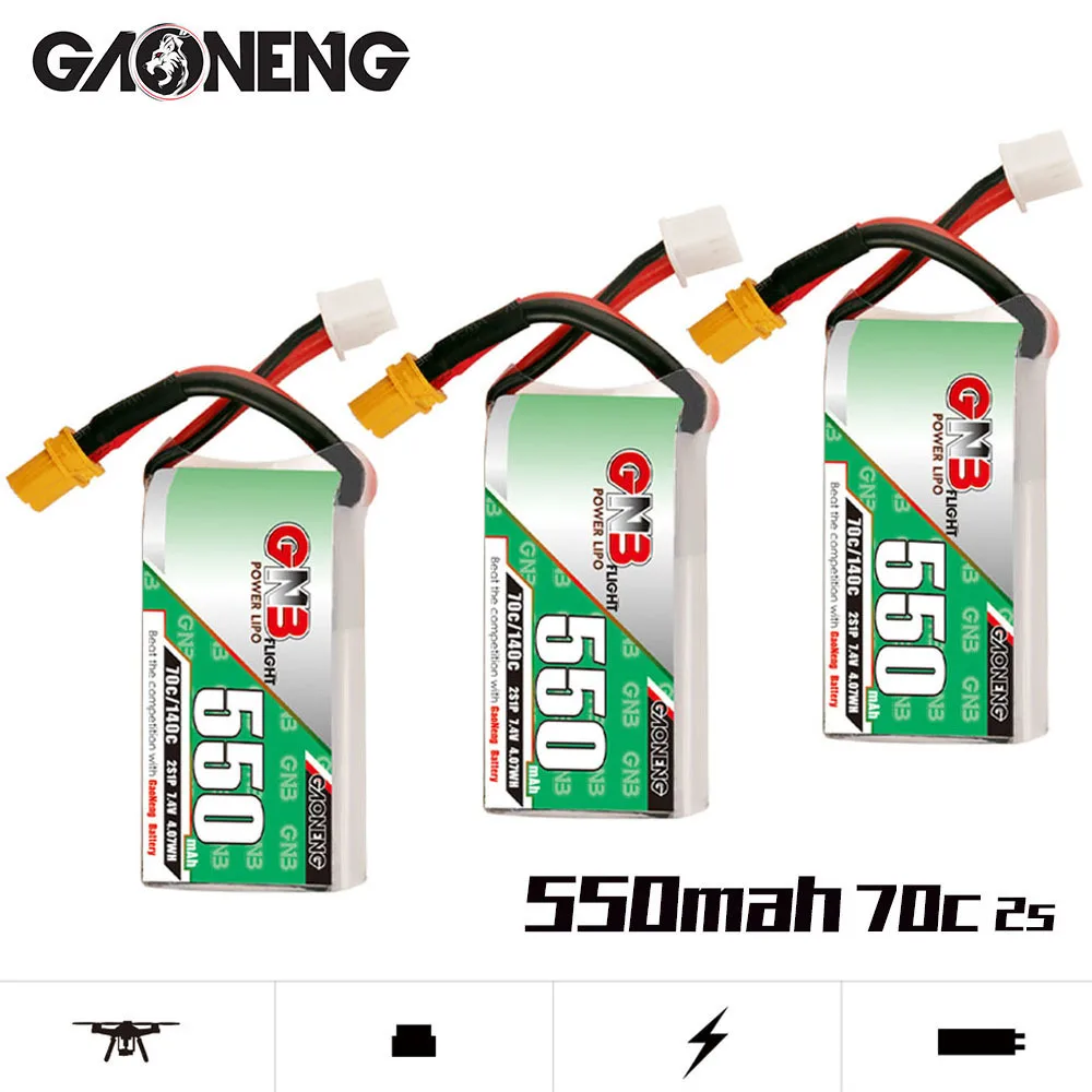 Original GNB 550mAh 2S 7.4V 70C/140C Lipo Battery For RC Helicopter Quadcopter FPV Racing Drone Spare Parts 7.4V Battery