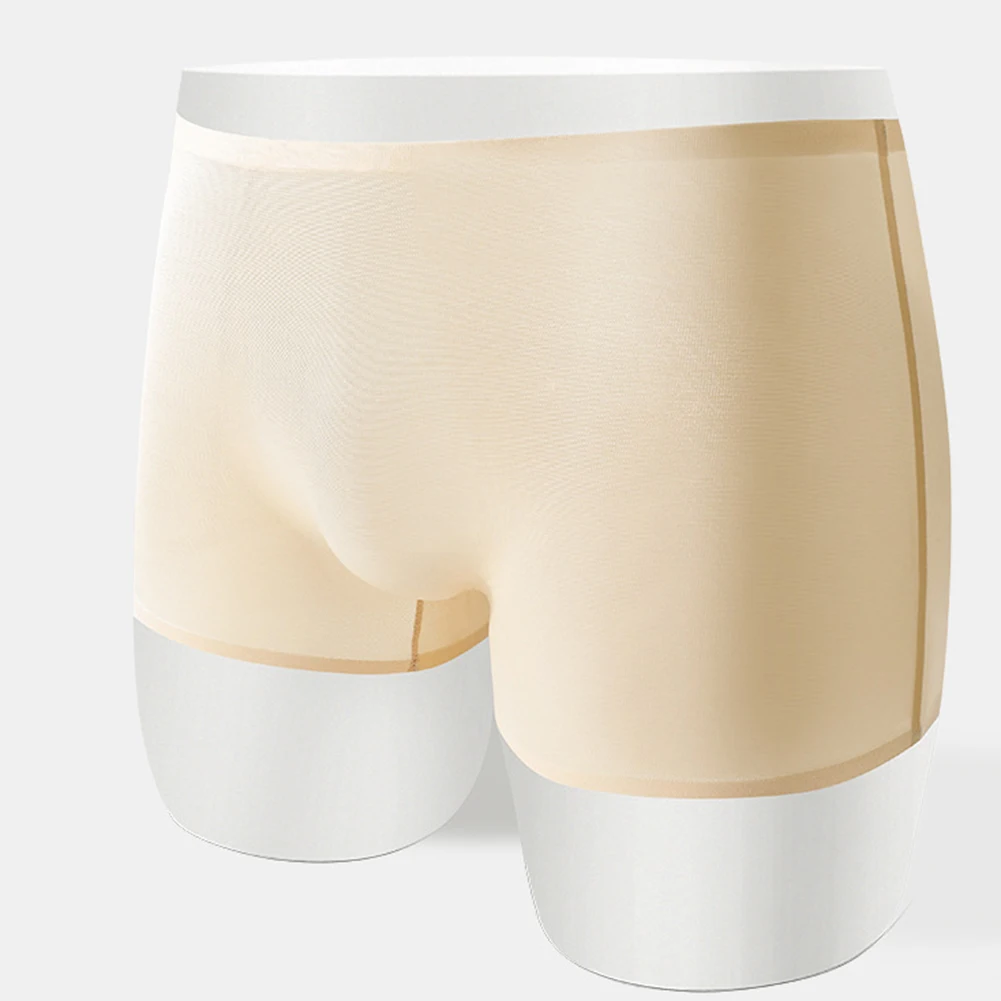 

Daily Men's Ice Silk Seamless Silky Intimate Underwear Casual Ultrathin Boxer Briefs Shorts Sports Elastic Panties