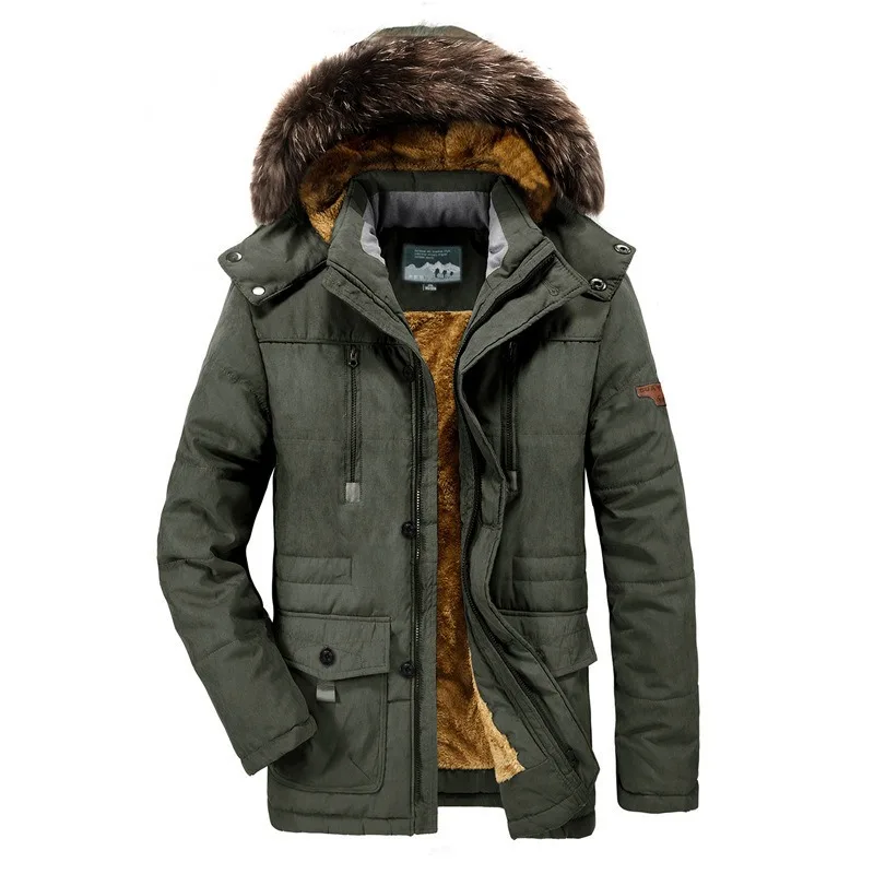 Mid-length Men's Padded Jacket, Large Size Plus Velvet Thickened Middle-aged and Elderly Padded Jacket, Padded