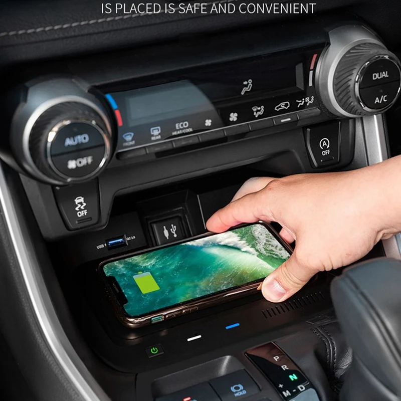 Dudukan telepon Panel pengisi daya mobil, pengisi daya nirkabel Qi mobil untuk Toyota RAV4 RAV 4 2019 2020