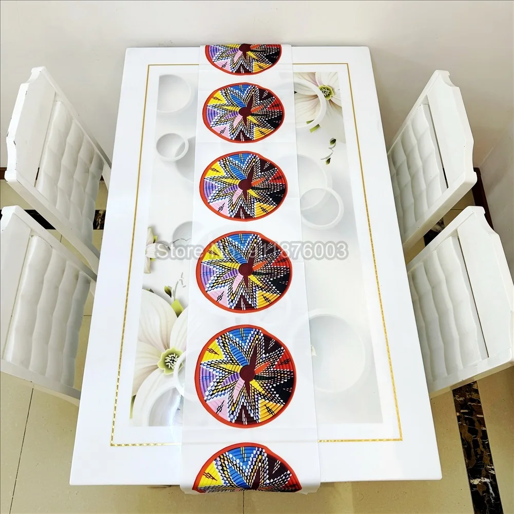 Round Plates Bohomian Traditional Art Eritrean Ethiopian Table Runner Wedding Tablecloth for Dining Coffee Kitchen Living Room