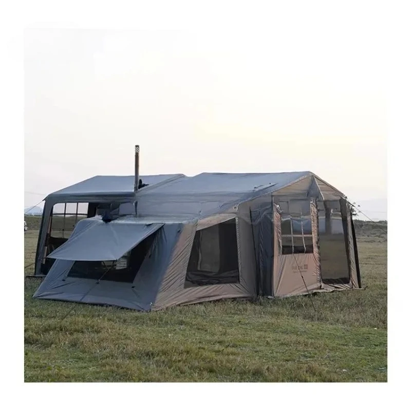 Large Inflatable Camping Tent,Luxury Glamping Air Tent House,Waterproof Oxford Fabric Easy Setup,for Family Outdoor Travel