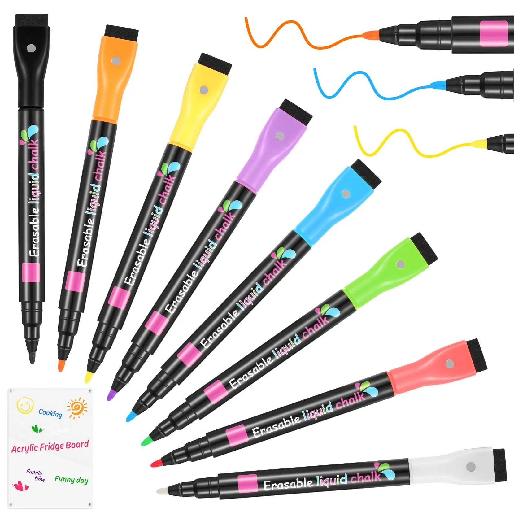 8 Colors Liquid Chalk Colorful Paint Markers Pen Acrylic Calendar Clear Glass Whiteboard Writing Pens