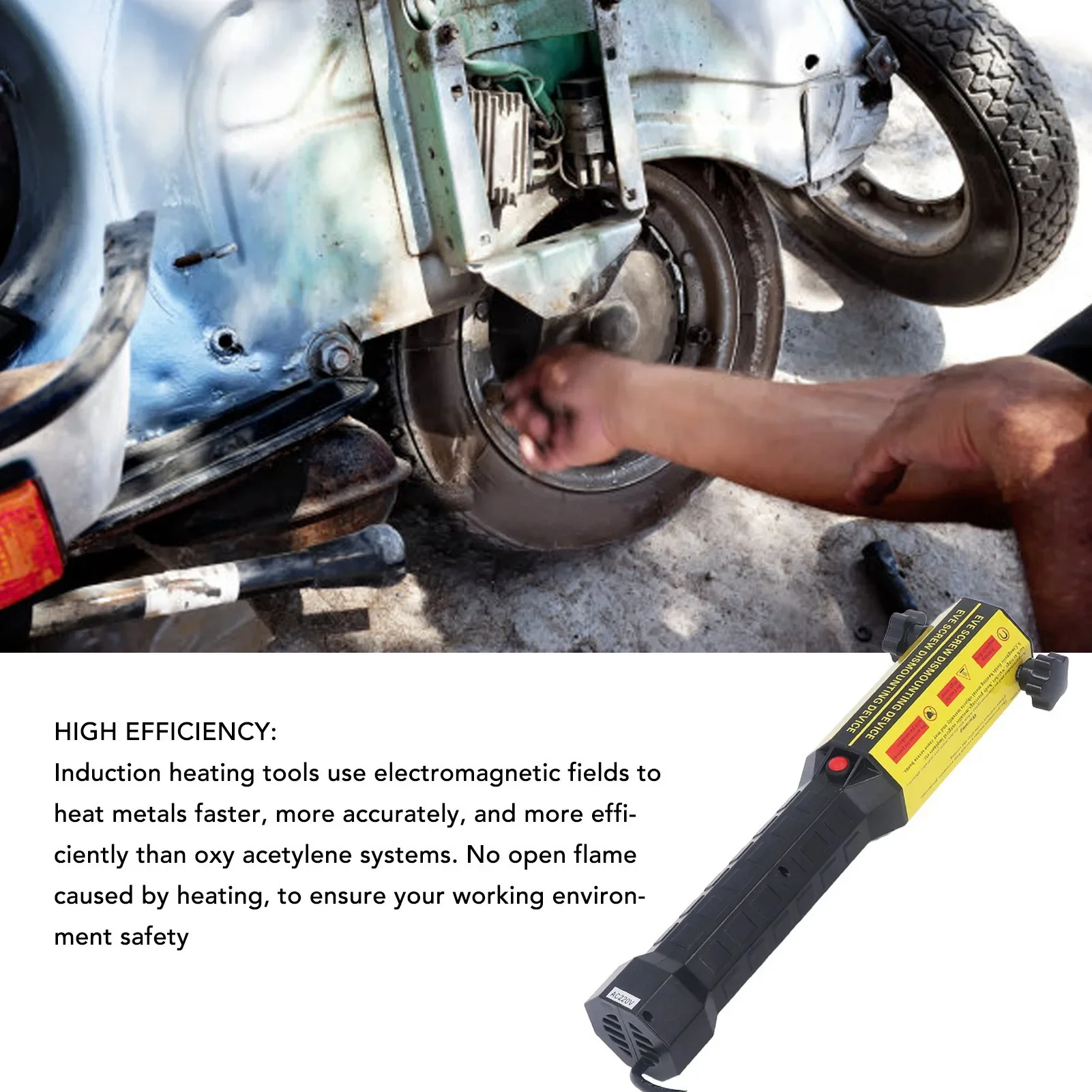 Magnetic Induction Heater Kit Handheld  Induction Tool Accurate Safe with LED Light for Rusty Screw Removing