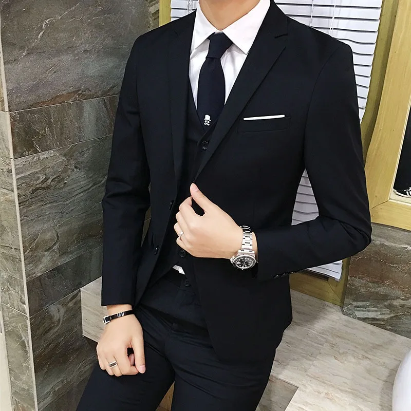 

Мужской деловой костюм Slim Fit из трех предметов — свадебный офисный пиджак с жилетом и брюками, современный официальный наряд