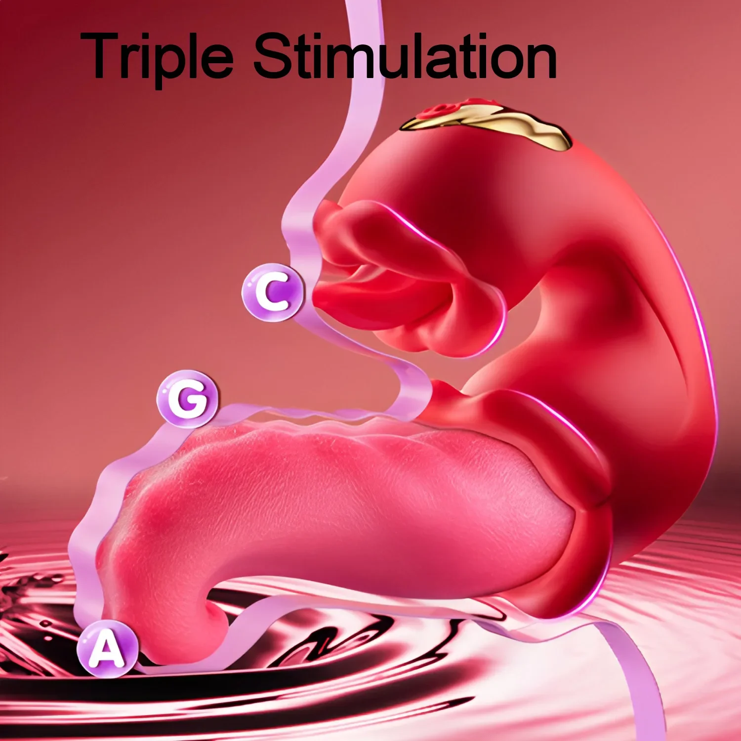 Rose Licking Realistic Tongue Vibrator G-spot Nipple Vagina Stimulator Clitoral Massager Thrusting Dildo Adult Sex Toy - view 5