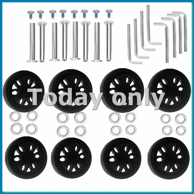 

8 шт. комплект для замены колес для багажа, диаметр 2 дюйма/50 мм, толщина 0,47 дюйма/12 мм, резиновый бесшумный ролик, сменный чемодан A-A25R